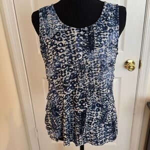Chicos Blue Leopard Print Layered Tank Size 1